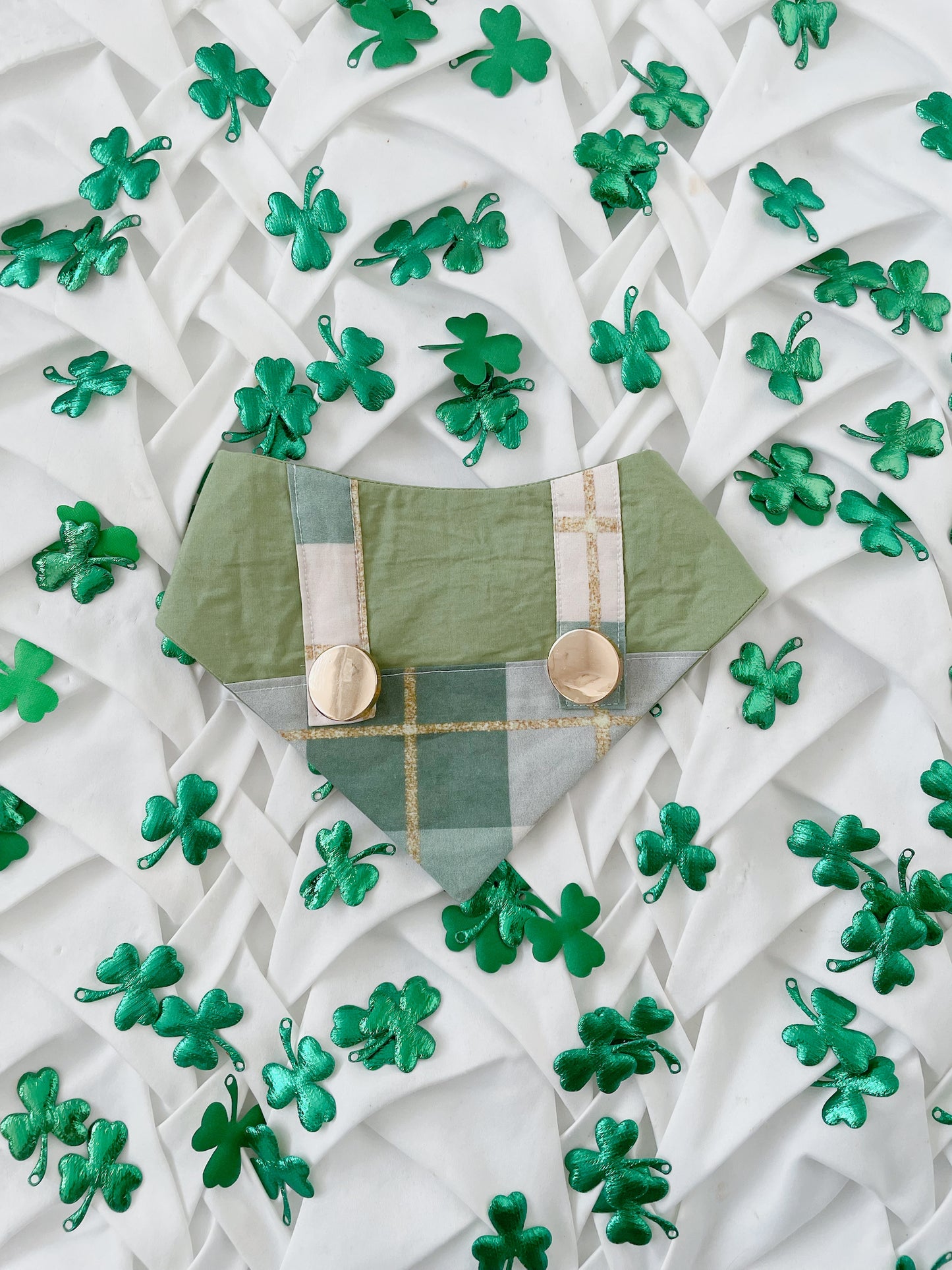 Lucky Green Plaid Dog Bandana