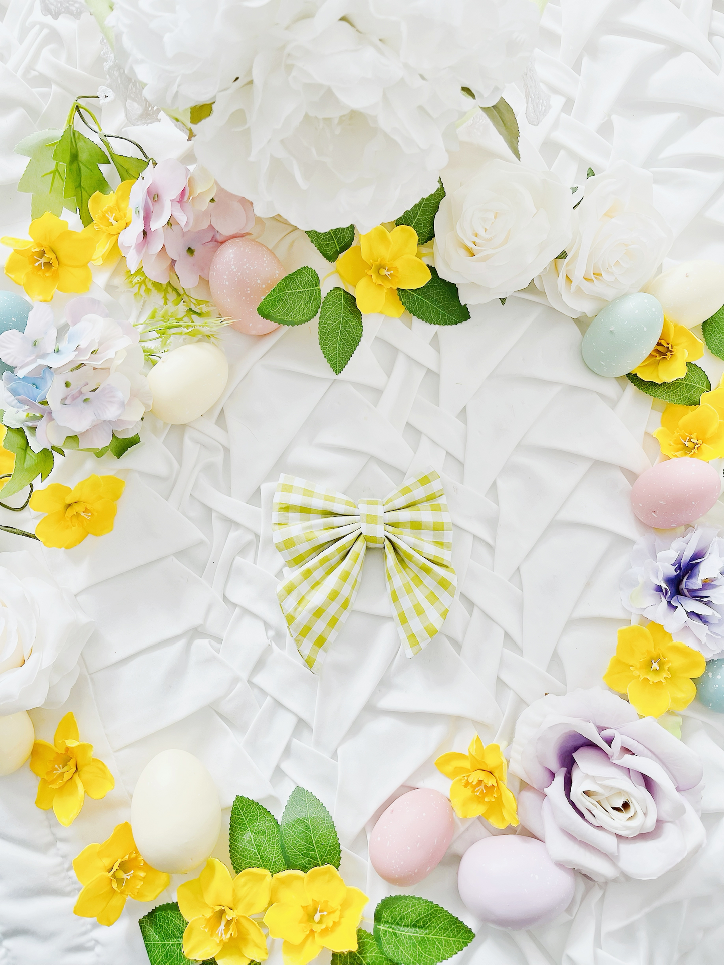 Hello Spring - Green Check Bow