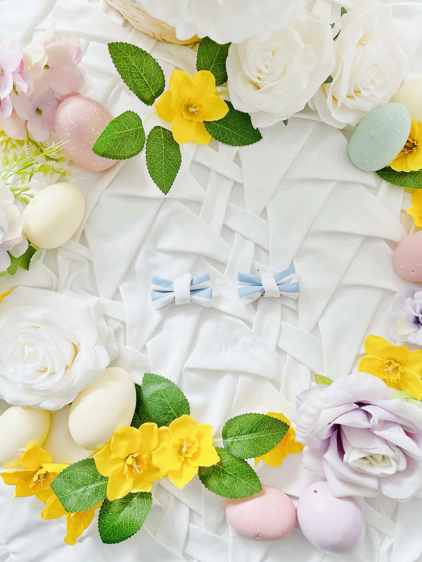 Hello Spring - Blue and White Stripe Hair Bow