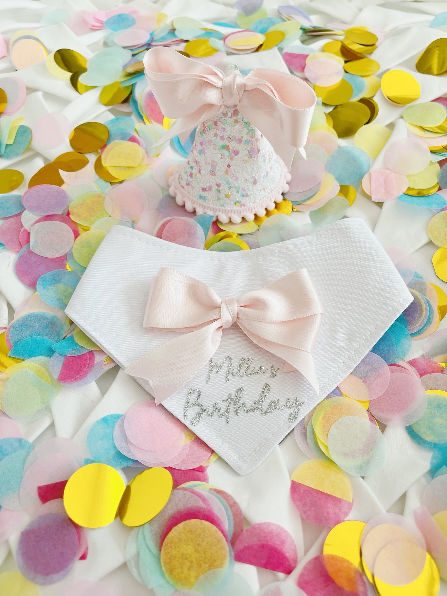 Personalised Pale Pink Bow Birthday Bandana