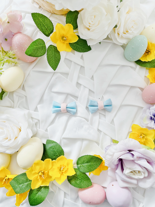 Hello Spring - Blue and Pink Hair Bow