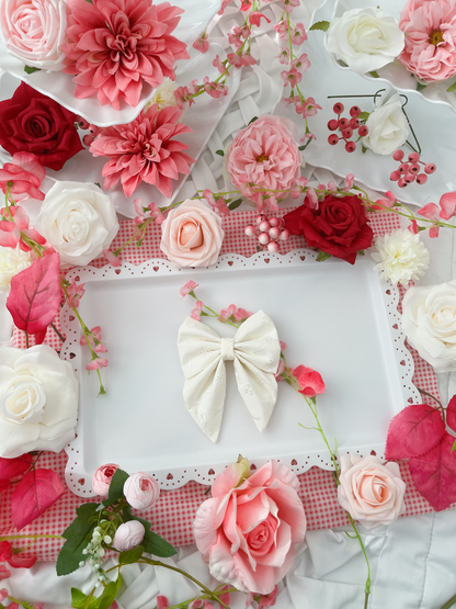 Springtime Sipping - Cream Brodiere Bow