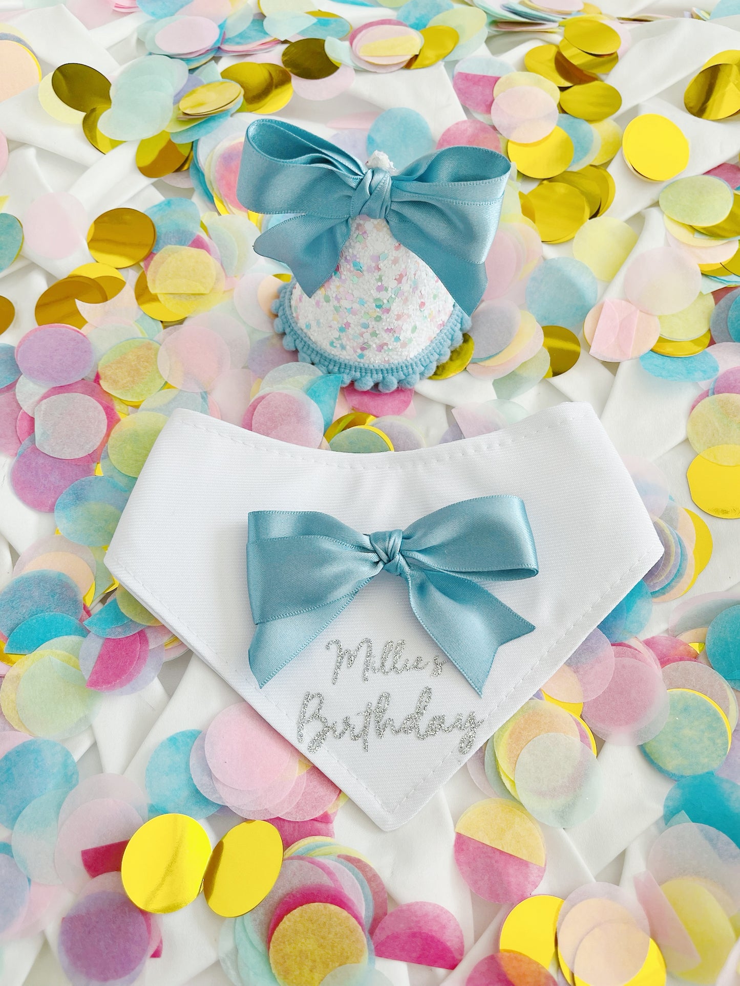 Personalised Dark Blue Bow Birthday Bandana