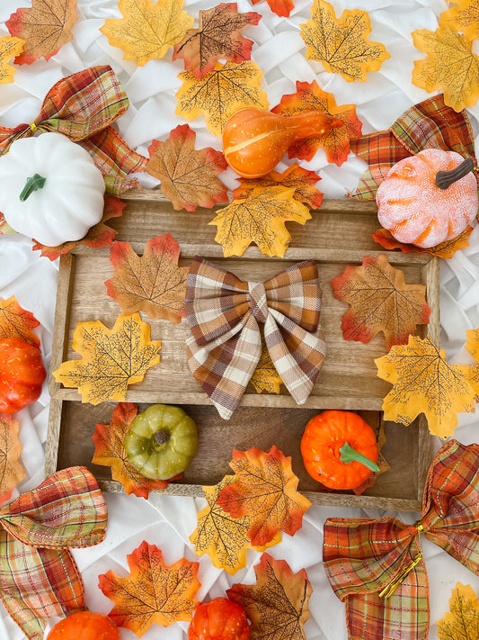 Autumn is calling - Brown Plaid Bow