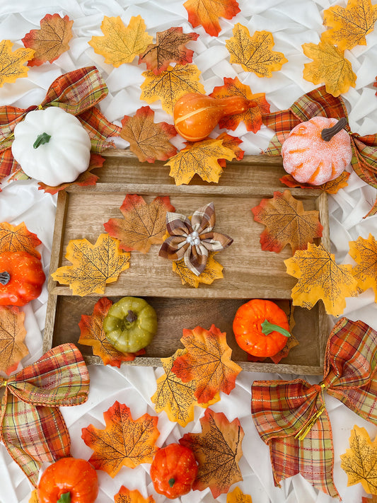 Autumn is Calling - Brown Tartan Flower Bow