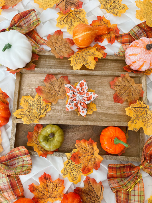 Autumn is Calling - Pumpkin Pattern Flower Bow