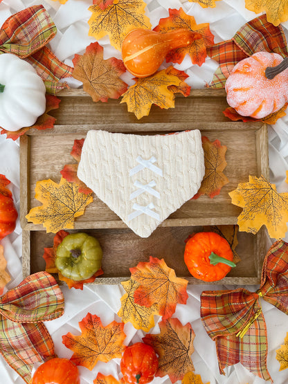 Autumn is Calling - 2 in 1 Pumpkin and Cream Knit Bandana
