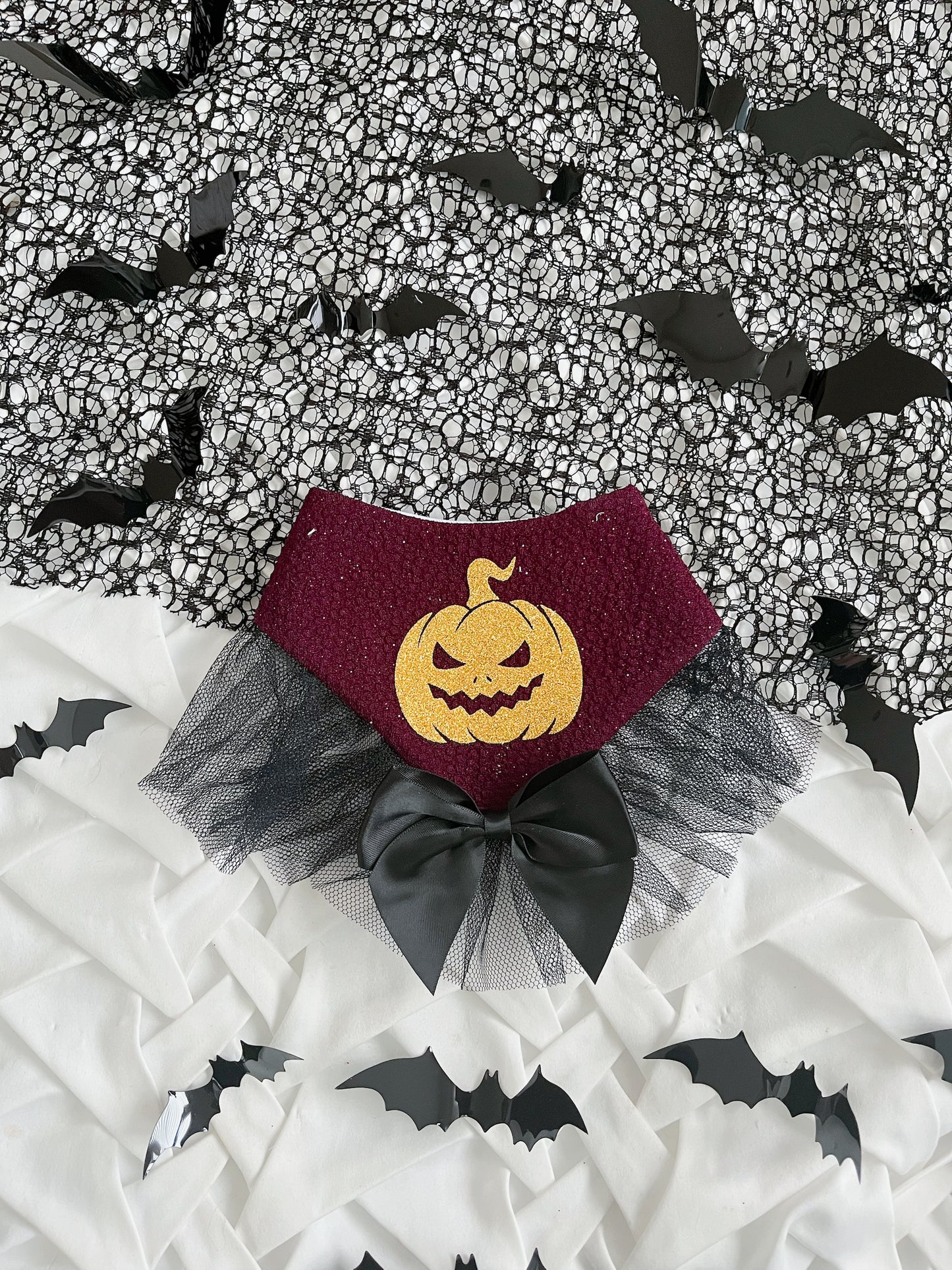 Howl-o-ween - Glitter Mauve Pumpkin Bandana