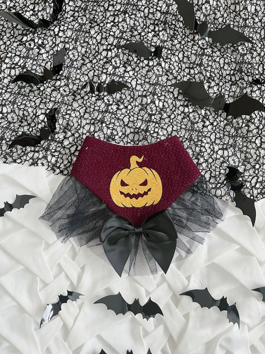 Howl-o-ween - Glitter Mauve Pumpkin Bandana