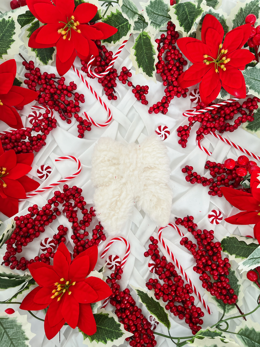 Christmas - Cream Wool Bow