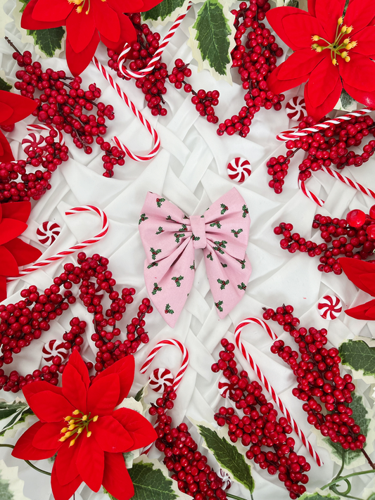 Christmas - Pink Holly Bow