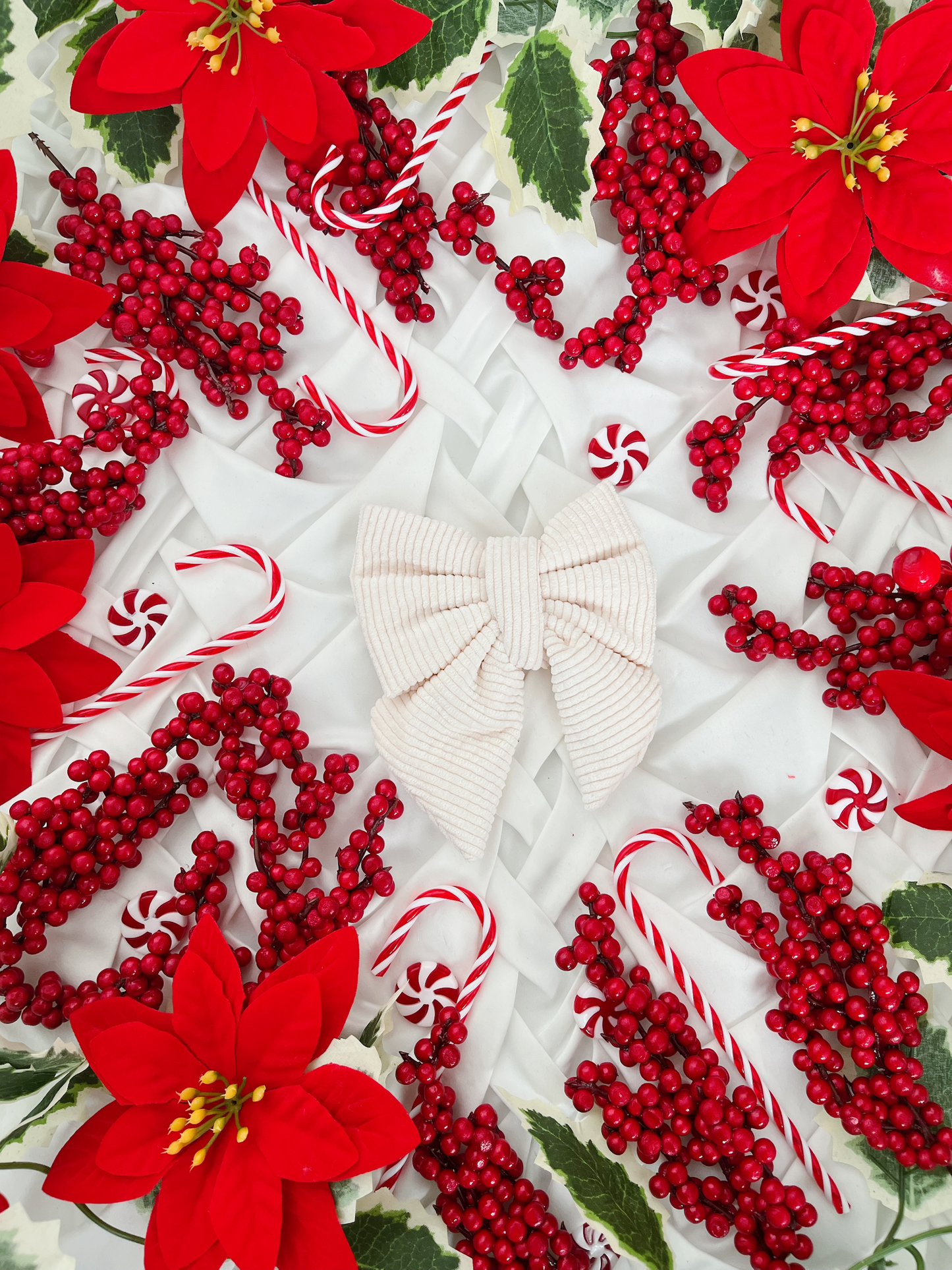 Christmas - Cream Cord Bow
