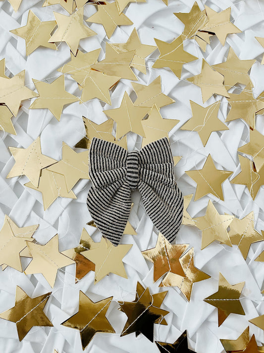 New Year - Gold Knit Stripe Bow