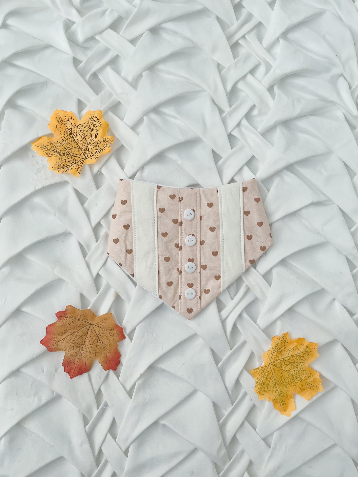 Beige Heart Cream Shirt Bandana