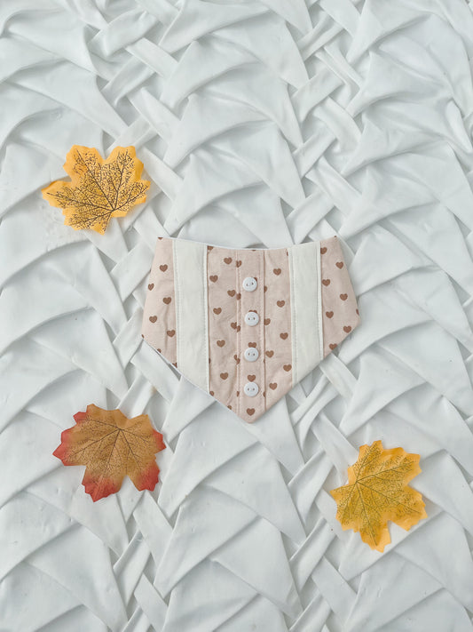 Beige Heart Cream Shirt Bandana